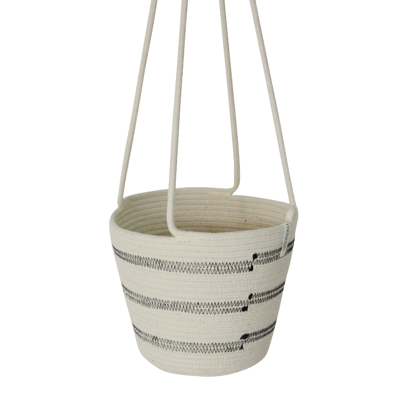 Hanging Planter - Stitched Striped (black) (BSK12111W) Main Image