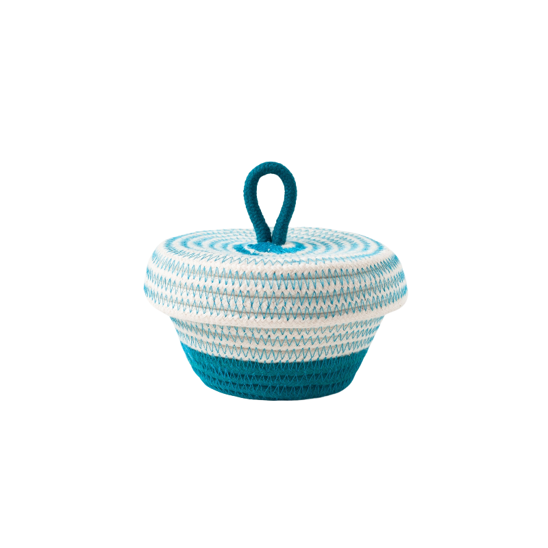 Petite Lidded Basket (XS) - Teal Fruit Pastilles (BSK118371W-XS)