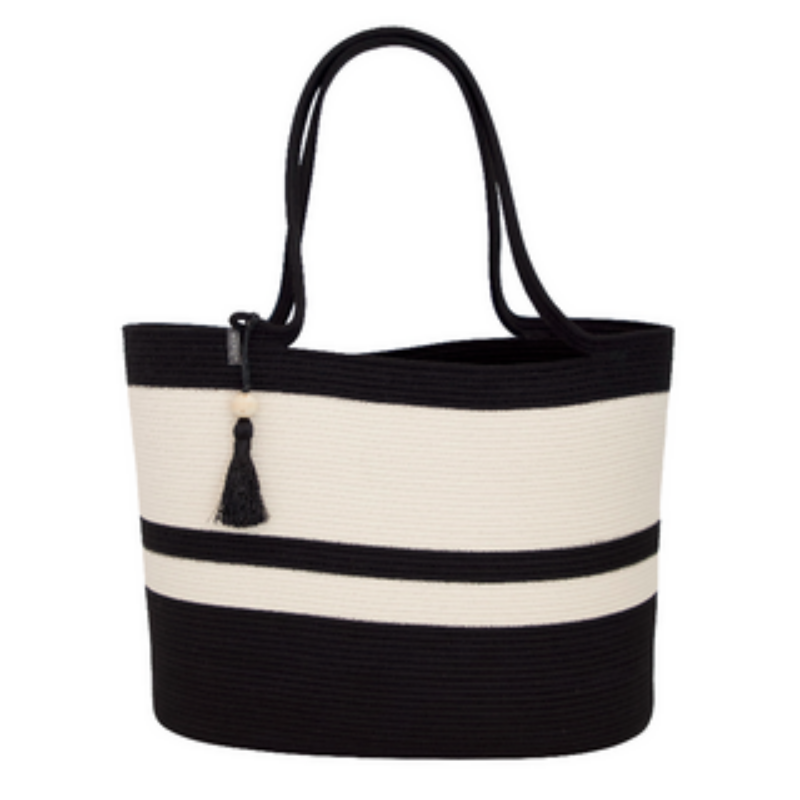 Shopper Bag - Black & Ivory Block (BSK10924W) Main Image