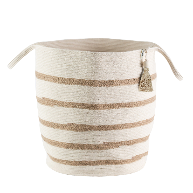 Floor Basket M - Ivory & Jute Stripes (BSK10692W) Main Image