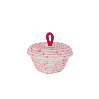 Petite Lidded Basket (XS) - Fuchsia Polka-Dot (BSK118203PDW-XS)