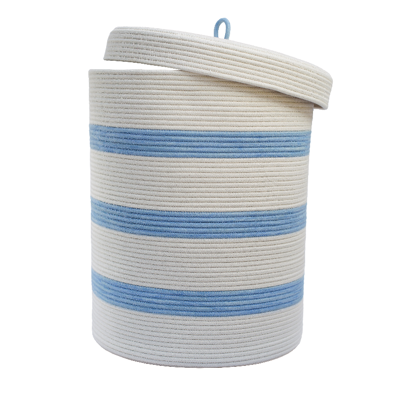 Lidded Cylinder Basket XLT - Bubblegum Blue Striped (BSK126169W-XLT) Main Image