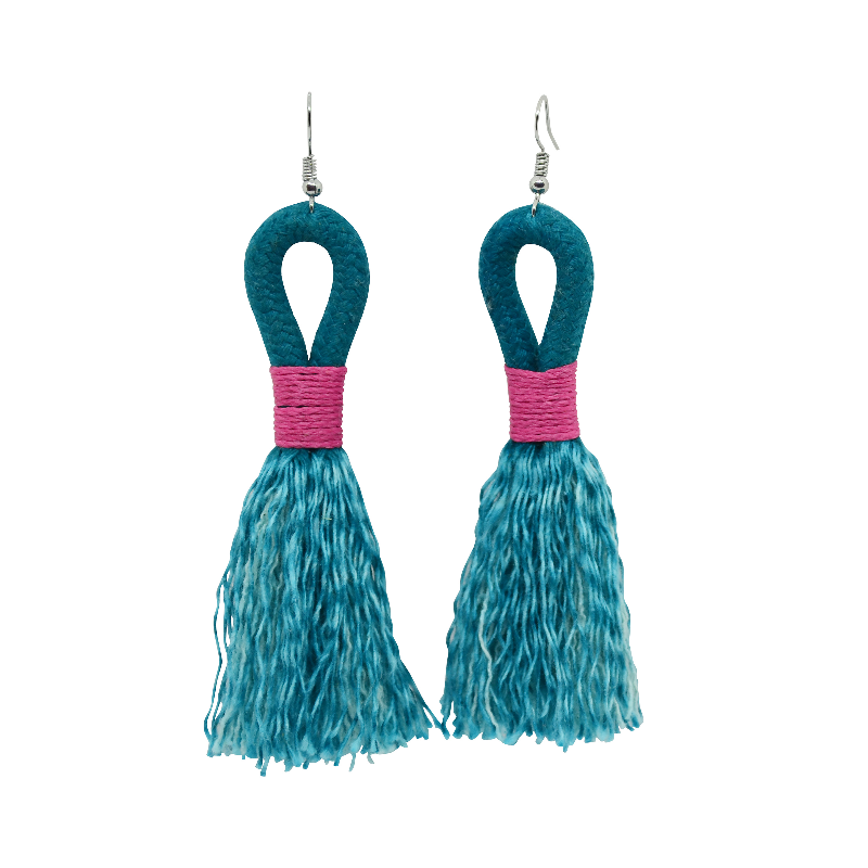 Incinci Earrings - Teal Rope & Pink (small loop) (JWL105370PNK-W) Main Image