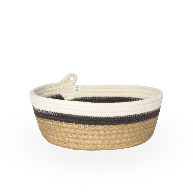 Essential Oval Basket (XS) - Charcoal Jute Jungle (BSK1039681W-XS) Main Image