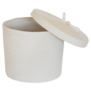 Lidded Cylinder Basket - Ivory (BSK12610W)