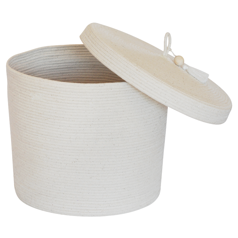 Lidded Cylinder Basket - Ivory (BSK12610W) Main Image