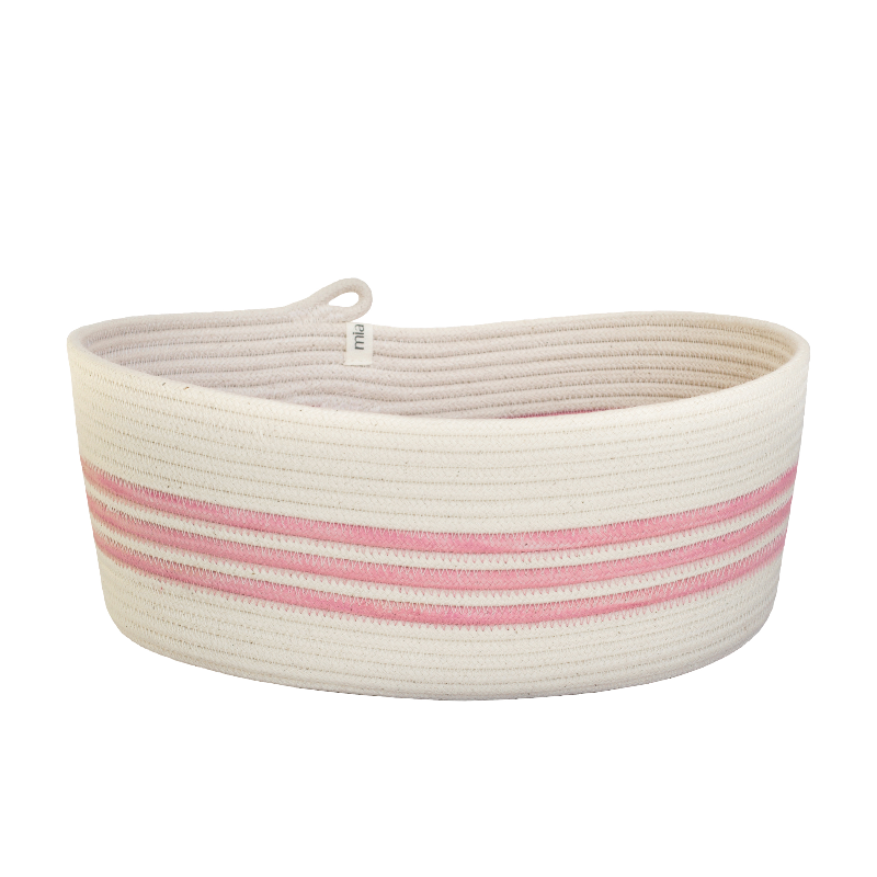 Oval Basket M - Strawberry Pink Swirl Striped (BSK103389W-M) Main Image