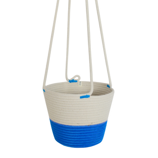 CSS Hanging Planter - Ocean Blue Poly & Ivory (BSK121412W)