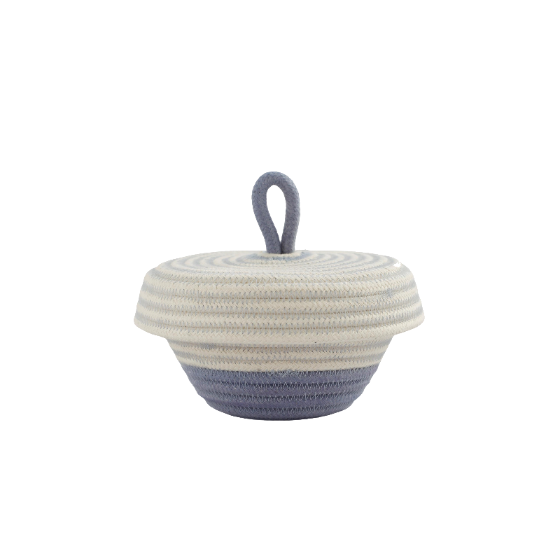 Petite Lidded Basket (XS) - Blue-Grey Fruit Pastilles (BSK118163W-XS) Main Image