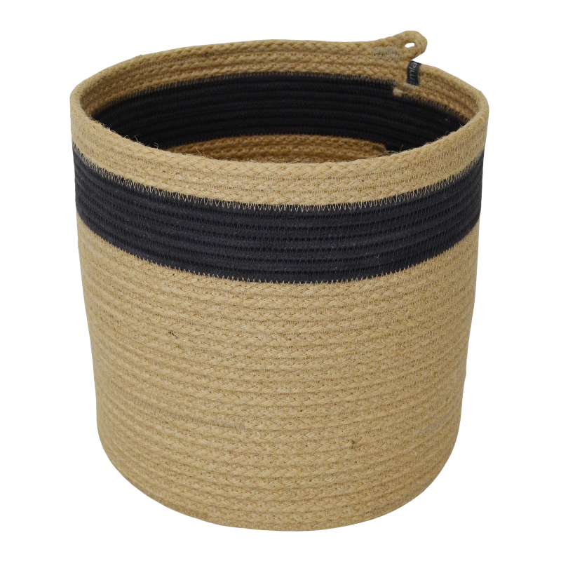 Cylinder Basket L - Jute & Charcoal (full) (BSK1048597W-L) Main Image