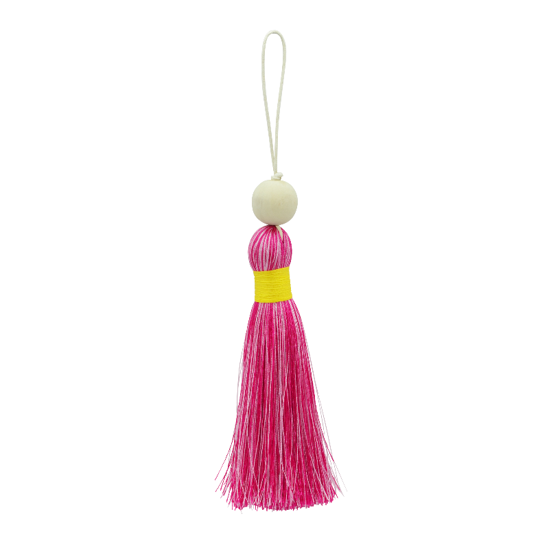 Tassel XL - Shocking & Soft Pink, wrapped with Yellow (T20SPKLPK-BYL-W) Main Image