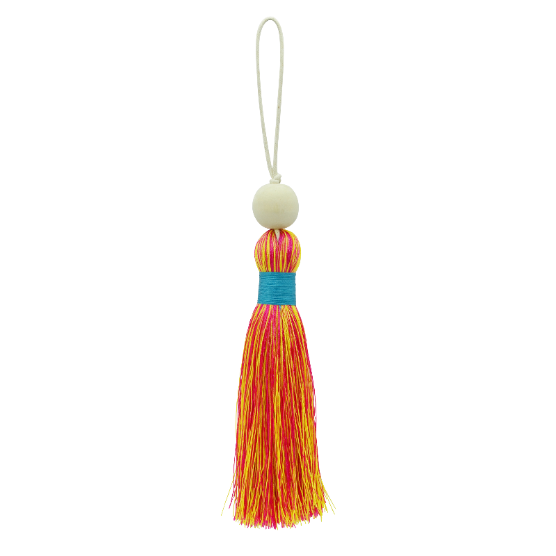 Tassel XL - Shocking Pink & Yellow, wrapped with Teal T20SPKBYL-TEA-W) Main Image