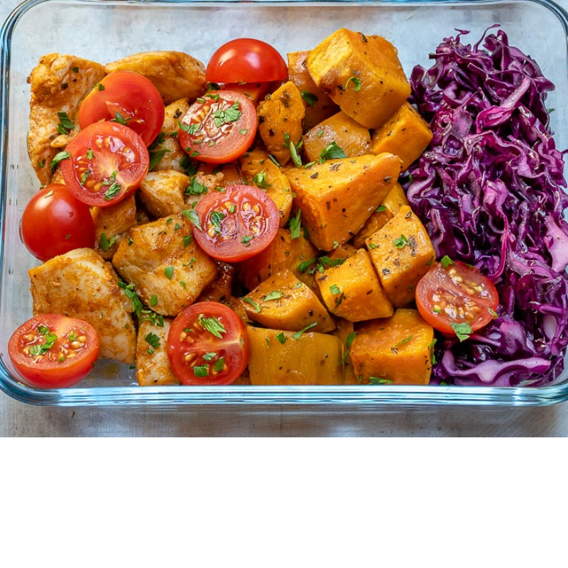 Roasted Chicken, Sweet Potatoes and Red  Cabbage  Main Image