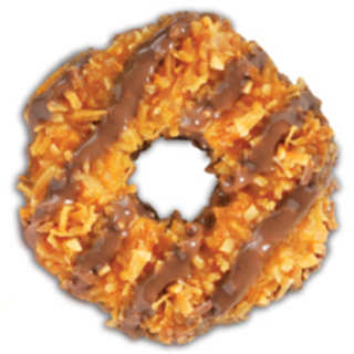 Caramel deLites- Crispy cookies topped with caramel, toasted coconut, and chocolaty stripes