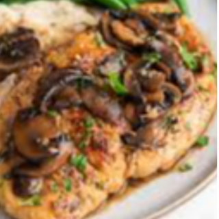 Chicken Marsala with Mashed Potatoes and Green Beans