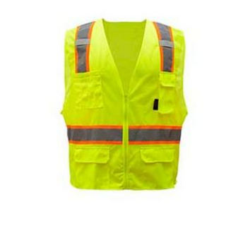 Hi Vis Zipper Vest 6 Pocket 2 Tone Mesh (Lime) V615