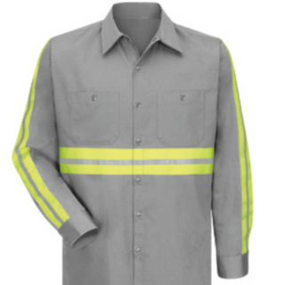 Men's Red Kap Enhanced Visibility Cotton Work Shirt - SC30 (Grey) 