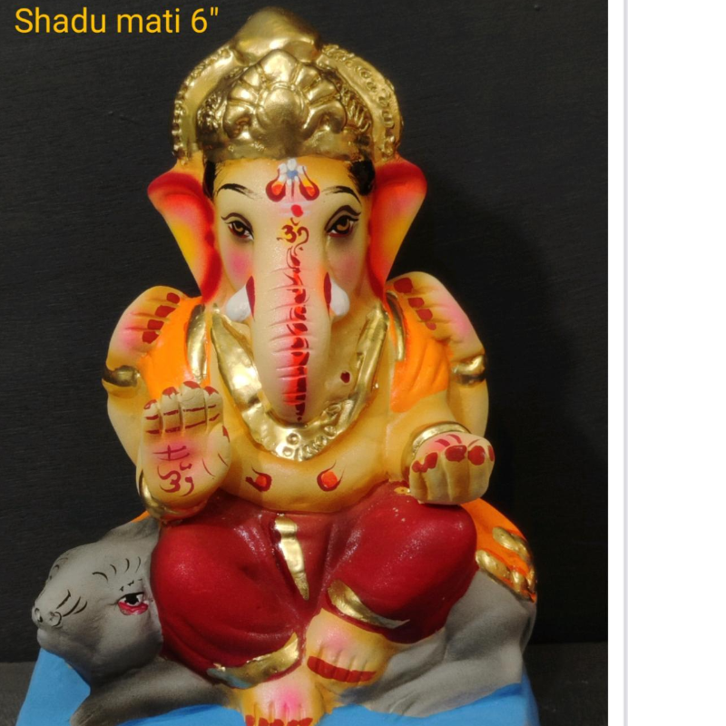 water soluble - Ganapati Idol 6 inch Delivery before the fest Main Image