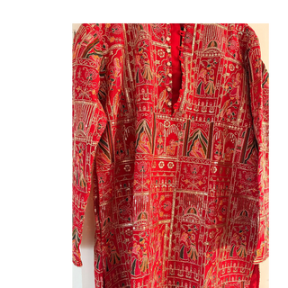 Designer Kurtha with ready made dhoti /pajama (royal design red)