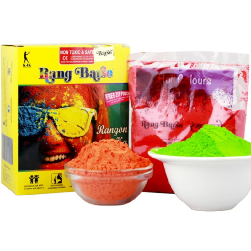 Rang Barse Non Toxic Skin Friendly Herbal Holi Colour (300 g) - Pack of 3 yellow