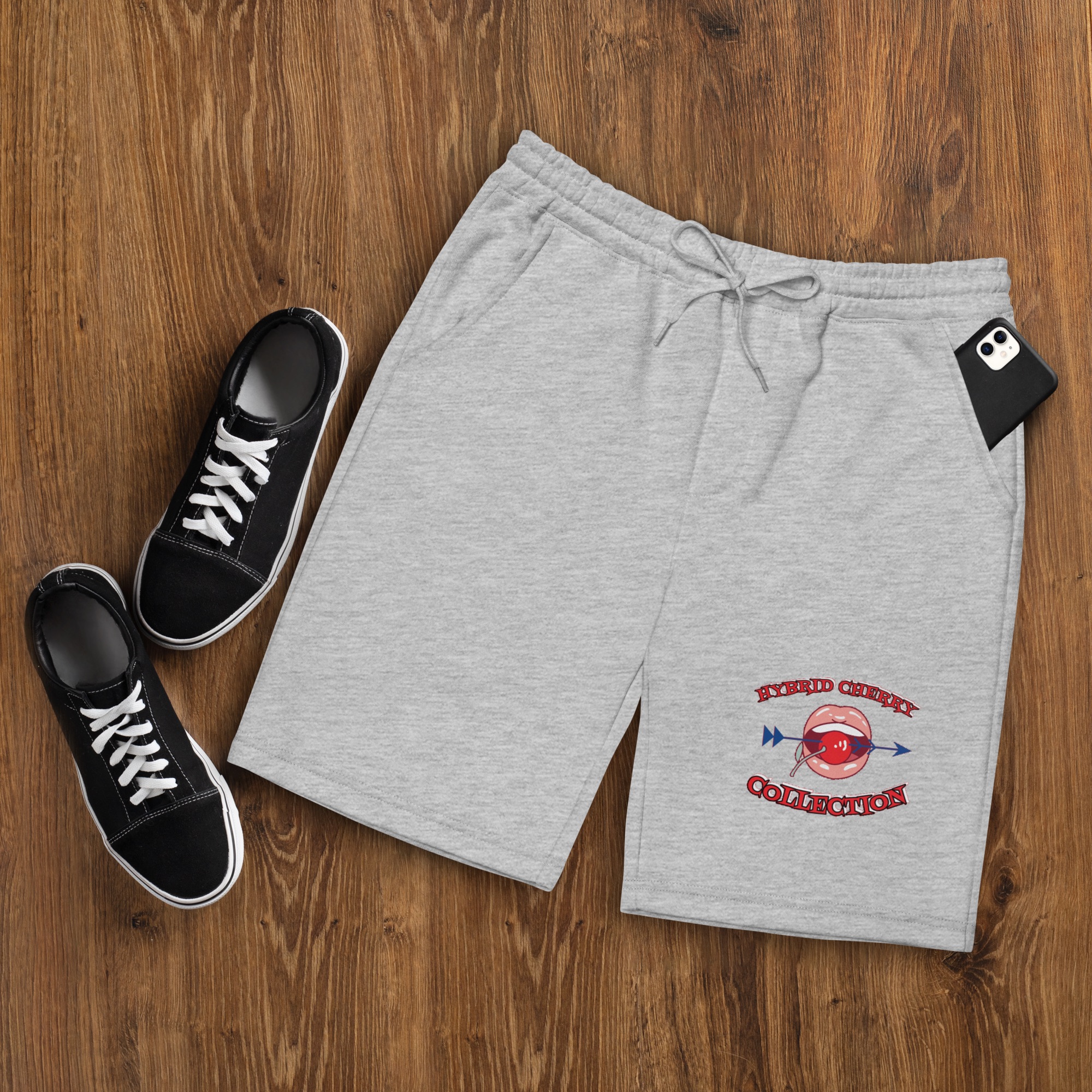 Heather Grey Fleece Shorts (Logo) Main Image