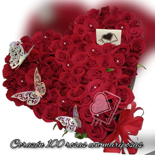 Corazón 100 rosas