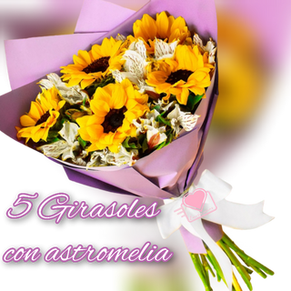 Ramo 5 Girasoles con Astromelia 