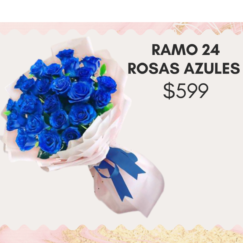 Ramo 24 rosas azules INCLUYE GLOBO!  Main Image