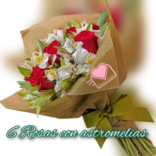 Ramo 6 Rosas con Astromelias 