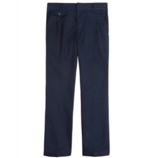 Girls Navy Blue Flat Front Pants