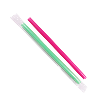 C9060S 9'' Boba Straws (10mm) Poly Wrapped - Mixed Colors - 1,600 ct