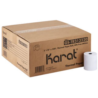 3 1/8"x220' Thermal Paper Rolls, White/50Roll