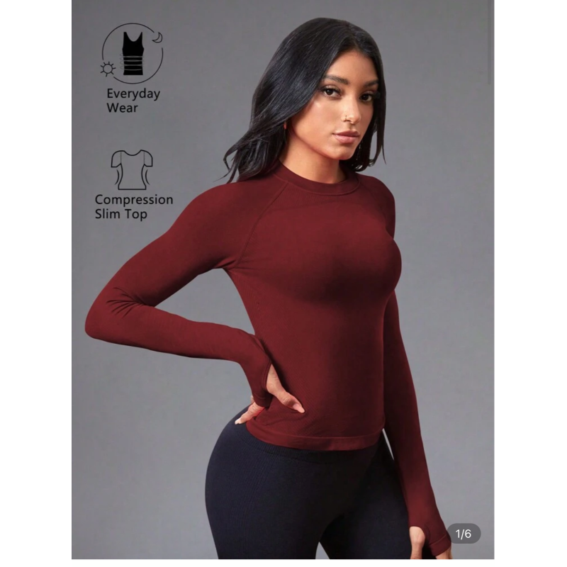 Burgundy Round Neck JCam Long Sleeve
