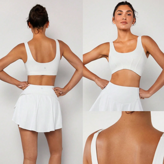 White- Corset-Effect Sports Bra
