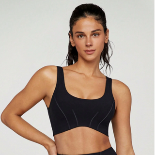 Black- Corset-Effect Sports Bra