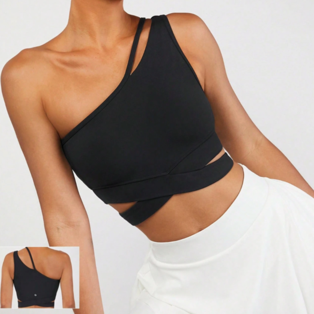 Black- One shoulder sports Bra