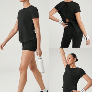 Black - Quick Dry Slit Back Tee