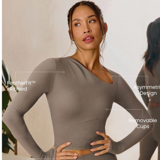 Brown-Asymmetrical Long Sleeve