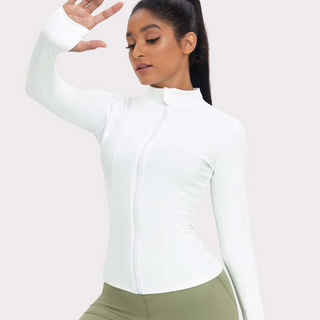 White JCam Long Sleeve Slim Fit Jacket