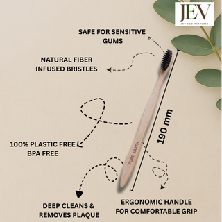 PURE-EARTH : Adult Bamboo Toothbrush With Charcoal Infused Fiber Bristles | MRP Rs 89 Discount Price - Rs 79