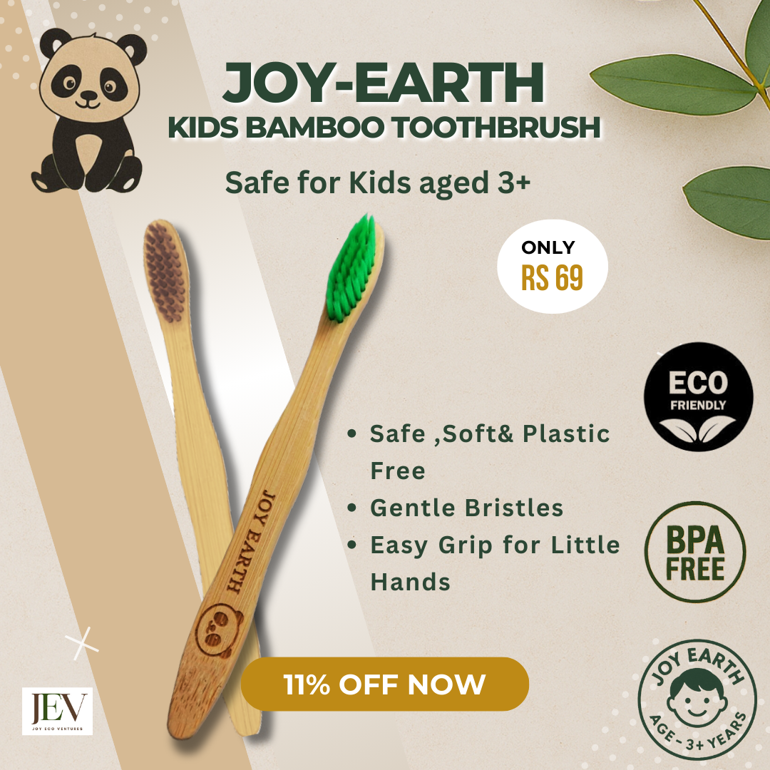 JOY-EARTH : Kids Bamboo Toothbrush With Colour Fiber  infused Bristles| - MRP Rs 79 Discount Price - Rs 69