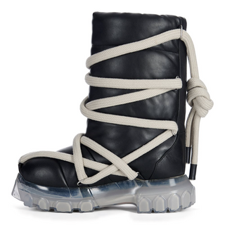 RICK OWENS FW23 LUXOR LUNAR TRACTOR IN BLACK PEACHED LAMBSKIN - Thumbnail 3