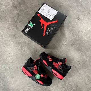 Nike Air Jordan 4 Retro Black 'Red Thunder' - Thumbnail 3