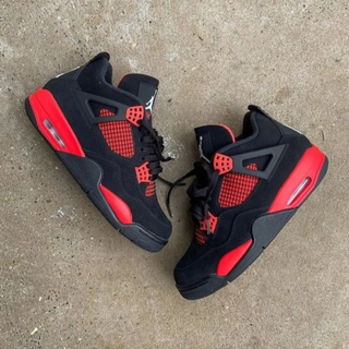 Nike Air Jordan 4 Retro Black 'Red Thunder' - Thumbnail 5