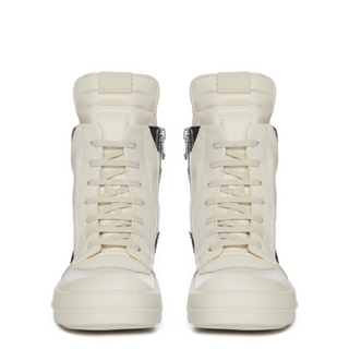 RICK OWENS LUXOR GEOBASKETS IN MILK MOUSSE LEATHER - Thumbnail 2