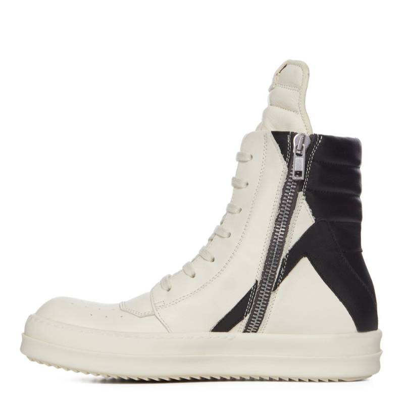 RICK OWENS LUXOR GEOBASKETS IN MILK MOUSSE LEATHER - Thumbnail (Preview) 3