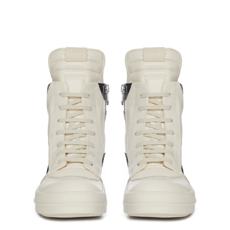 RICK OWENS LUXOR GEOBASKETS IN MILK MOUSSE LEATHER - Thumbnail (Preview) 2