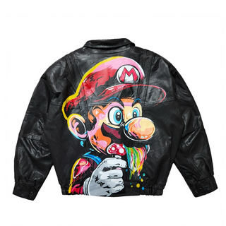 “Psilo-Mario” Custom 90’s Leather Jacket (XL)