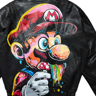 “Psilo-Mario” Custom 90’s Leather Jacket (XL) - Thumbnail 2