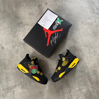 Nike Air Jordan 4 Retro Black Yellow 'Thunder' - Thumbnail 2